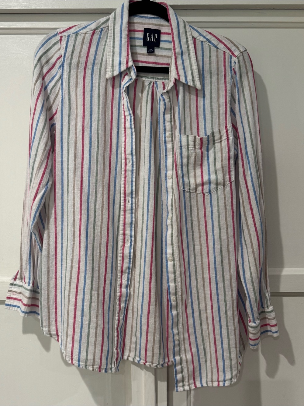 Gap linen beach stripe button down xs